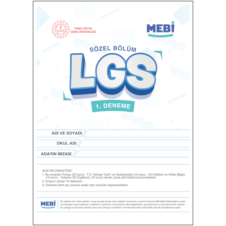 MEBİ LGS Denemeleri Sözel Bölüm 2025-2026